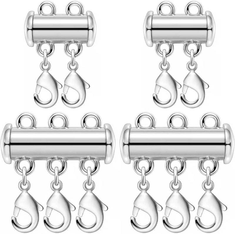 OHINGLT Necklace Layering Clasps Magnetic Slide Lock Clasp Necklace Connector Multi Strands Slide Tube Clasps - Image 1